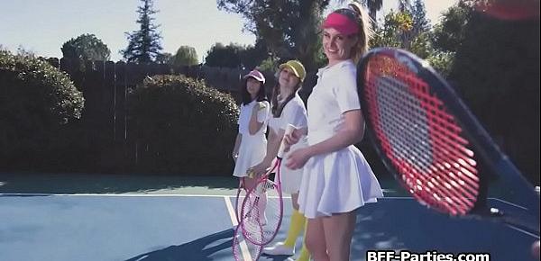  Foursome with kinky teens at the tennis court